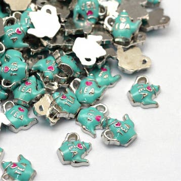 5 x DQ epoxy bedel theepotje 7 x 7,5 x 2 mm (Bedels), Ophalen of Verzenden, Nieuw, Bedel