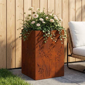 vidaXL Plantenbak Roestkleurig 50 x 50 x 75 cm weervast, Verzenden, Minder dan 60 cm, Nieuw, Metaal