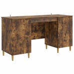 vidaXL Bureau met plank Gerookt eiken 142,5 x 50 x 75 cm, Verzenden, Nieuw