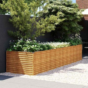 vidaXL Plantenbak verhoogd 386x100x69 cm cortenstaal, 100 cm of meer, Verzenden, Nieuw, Metaal