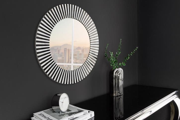 Beeninleg Wandspiegel HARMONY NATURE 60cm Rond Wit Zwart, Huis en Inrichting, Woonaccessoires | Spiegels, Ophalen of Verzenden