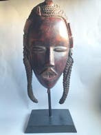 sculptuur, Cabeza Africana de Exposición - 42 cm - Hout -, Antiek en Kunst