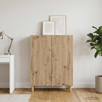 vidaXL Dressoir Artisanaal eiken 66 x 34,5 x 90 cm Bewerkt, Huis en Inrichting, Kasten | Dressoirs, Verzenden, Nieuw, Overige houtsoorten