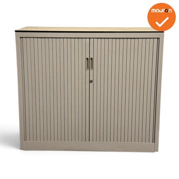 Aspa - Roldeurkast - 105x120x47 cm - Witgrijs - Ahorn top..., Werkplek, Ophalen of Verzenden, Gebruikt, Kast