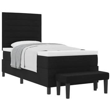 vidaXL Boxspringbed met hoofdeinde Zwart 90 x 190 cm Stof, Eenpersoons, Verzenden, Zwart, Nieuw