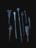 Oud-Romeins Brons, Rare 8 Pieces Set Medisch instrument