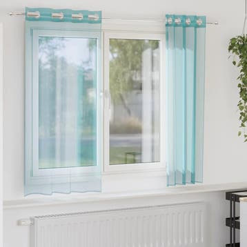 vidaXL Gordijnen voile met doorvoertules 2 st turkoois, Huis en Inrichting, Verzenden, Nieuw