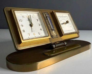 Zaagklokje - Staal - 1960-1970 - Elegante bureauklok