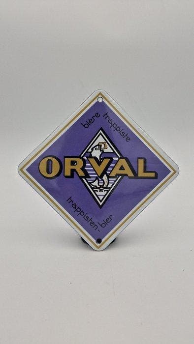 ORVAL emaillebord Trappistenbier Belgisch bier - Emaille, Antiek en Kunst, Antiek | Wandborden en Tegels