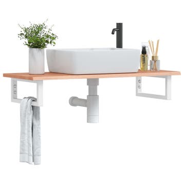vidaXL Badkamer wandschap staal en massief eikenhout, Verzenden, Nieuw