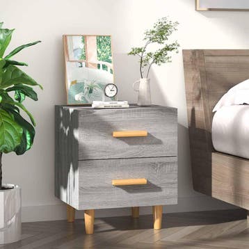 vidaXL Nachtkastje 40x35x47,5 cm grijs sonoma eikenkleurig, Minder dan 45 cm, Verzenden, Nieuw, Minder dan 55 cm