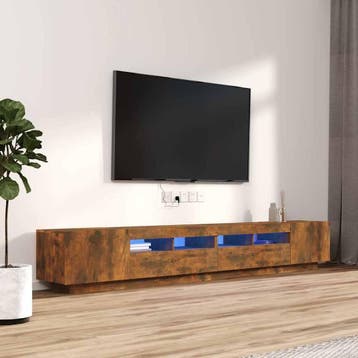 vidaXL 3-delige Tv-meubelset met LED bewerkt hout gerookt, Verzenden, Nieuw, Overige houtsoorten