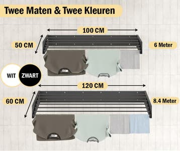 PLAY IT Wanddroogrek Inklapbaar 100cm Zwart 6M Drooglengte, Verzenden, Nieuw, Wasrek