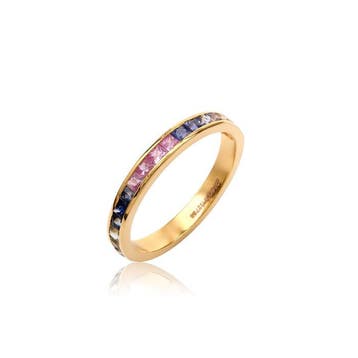 Eeuwigheidsring - 14 karaat Geel goud - 1.10ct. tw. Saffier