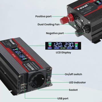 Krachtige 1500W-3000W Auto Omvormer (DC12V/24V naar AC230V), Verzenden, Nieuw