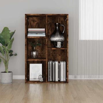 vidaXL Boekenkast/dressoir 50x25x80 cm bewerkt hout gerookt, Huis en Inrichting, Kasten | Boekenkasten, Verzenden, Nieuw, 50 tot 100 cm