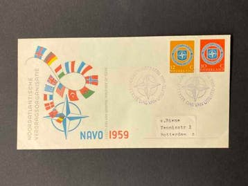 FDC 1959 NAVO [N.V.P.H. nr. E37], Ophalen of Verzenden, Gestempeld