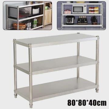 RVS Keukenrek 3-Laags Opslagrek - 80x40cm | Professioneel &, Verzenden, Nieuw
