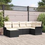 vidaXL Tuin Sofa Set met opslag 6 pcs Zwart poly rattan, Verzenden, Nieuw, Rotan