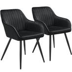 Stoel Marilyn, fluweeloptiek, gestikt - zwart/zwart, Set van, Huis en Inrichting, Stoelen, Verzenden, Nieuw