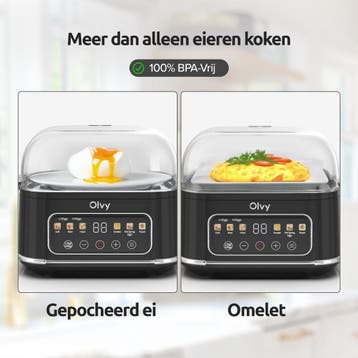 Eierkoker - LCD-Display - Met Timer - 6 Eieren - Elektrisch, Verzenden, Zo goed als nieuw
