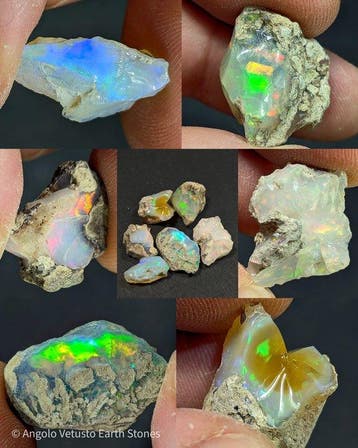 62,30 ct - 6x natuurlijke kostbare ruwe Ethiopische opalen,
