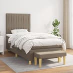 vidaXL Boxspring met matras stof taupe 90x200 cm, 90 cm, Eenpersoons, Verzenden, Nieuw