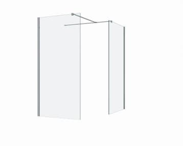 Douchewand 2 zijwanden Silvio Helder glas Chroom, Verzenden, Nieuw