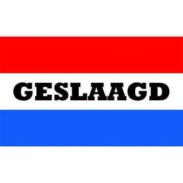 Geslaagd versiering vlag rood met wit en blauw 150x90 cm -.., Hobby en Vrije tijd, Feestartikelen, Ophalen of Verzenden, Nieuw