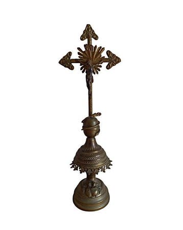 Antiek Crucifix - Koper - 1850-1900 - Nehushtan kruisbeeld -