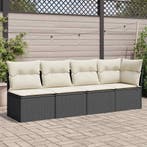 vidaXL Tuinbank 4-zits met kussens poly rattan zwart, Verzenden, Nieuw, Rotan