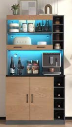 Keukenkast met LED &amp; Magnetronplank – 100×47×187 cm Hout, Huis en Inrichting, Keuken | Keukenelementen, Verzenden, Nieuw