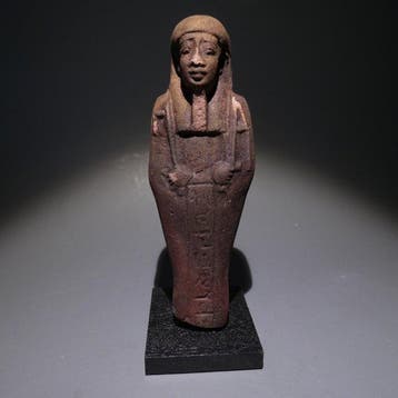 Oud-Egyptisch Faience Fijn Shabti. Hoogte 10,6 cm. Late