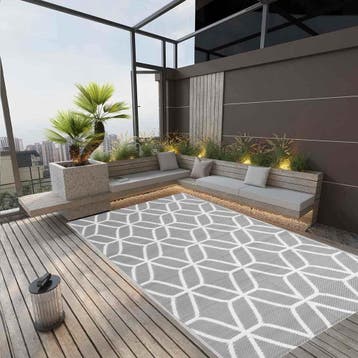 vidaXL Buitenkleed ARAKIL 140x200 cm polypropeen grijs, Tuin en Terras, Verzenden, Nieuw