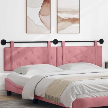 vidaXL Hangend hoofdbord Roze Fluweel, Verzenden, Nieuw, Stof