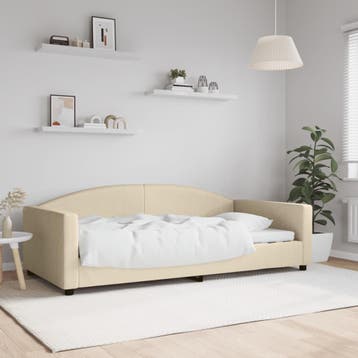vidaXL Slaapbank 100x200 cm stof crèmekleurig, 100 cm, Eenpersoons, Verzenden, Nieuw