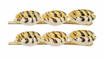 Haarspeld Schuifspeldjes 6cm - Schelpen - Tijgerprint - Geel, Nieuw