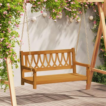 vidaXL Tuin Hangbank Naturel 110 x 56 x 58 cm Massief, Tuin en Terras, Tuinbanken, Verzenden, Nieuw