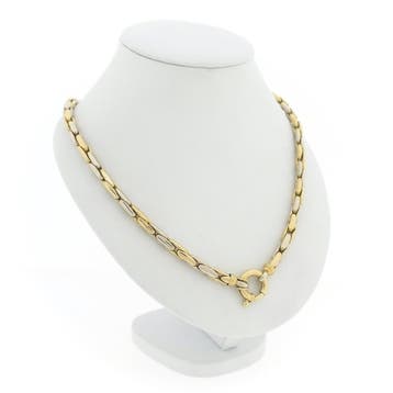 Bicolor gouden cardanoschakel collier (Ketting), Ophalen of Verzenden, Gebruikt, Goud, Goud