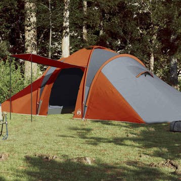 vidaXL Koepeltent 6-persoons waterdicht grijs en oranje, Verzenden, Nieuw, Tot en met 2
