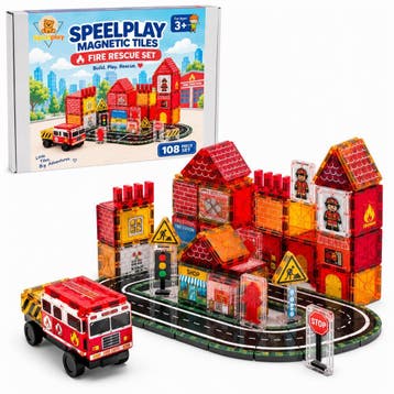 Speelplay® Magnetic Tiles Brandweer 108-delig, Verzenden, Nieuw
