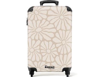 Veiling - Koffer handbagage beige bloemen, Nieuw