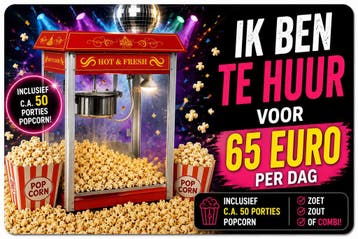 Popcorn machine inclusief 50 stuks popcorn, Ophalen of Verzenden, Nieuw, Verjaardag