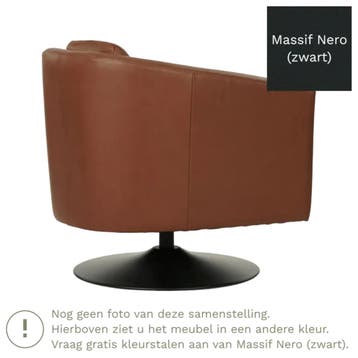 Leren draaifauteuil Press - Massif Nero (zwart) -, Bohemian, Klassiek, Retro, Romantisch, Vintage, Nieuw, Ophalen of Verzenden