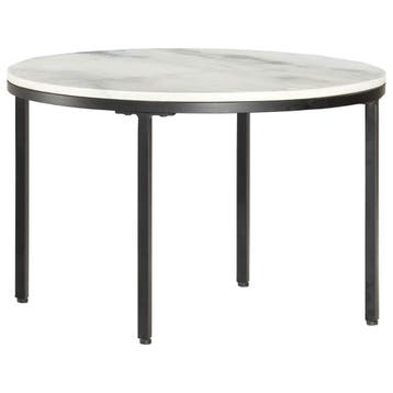 vidaXL Salontafel Ø65 cm echt massief marmer wit en zwart, Verzenden, Nieuw, 50 tot 100 cm