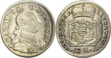 15 Kreuzer 1759 Wuerttemberg Karl Eugen 1744-1793, Verzenden