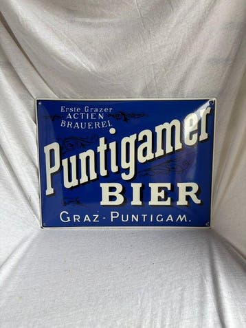 Puntigamer Bier Emaille Reclamebord – Oostenrijkse Brouwerij