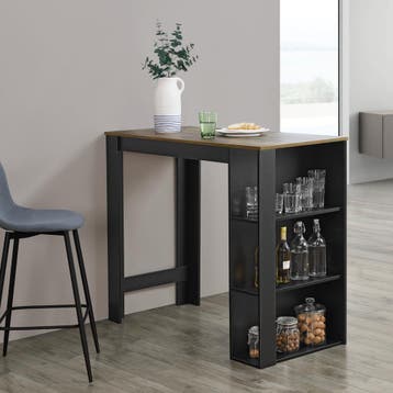 Bartafel Danderyd met 3 planken 120x60x105,5 zwart en houtkl, Verzenden, Nieuw