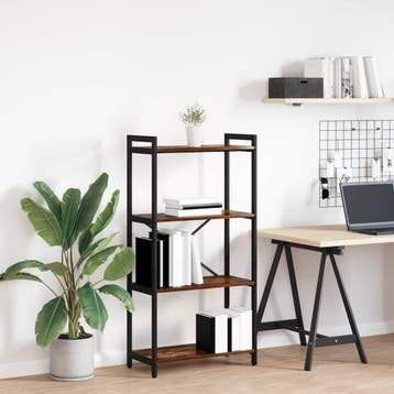 vidaXL Boekenkast 60 x 30 x 120 cm Bewerkt hout Gerookt, Huis en Inrichting, Kasten | Boekenkasten, Minder dan 50 cm, Verzenden