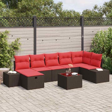 vidaXL Tuin Sofa Set 8 st Bruin poly rattan, Verzenden, Nieuw, 8 zitplaatsen